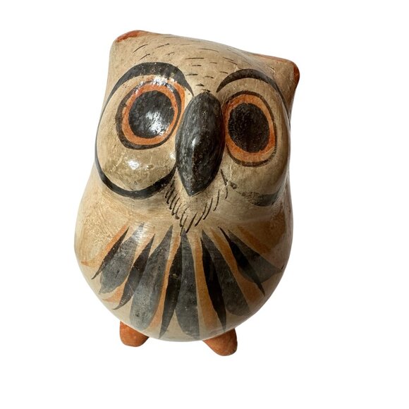Tonala Pottery Owls Mexico Bird Multiple Colors, Wide Eyed 2 Owls included - Picture 6 of 9
